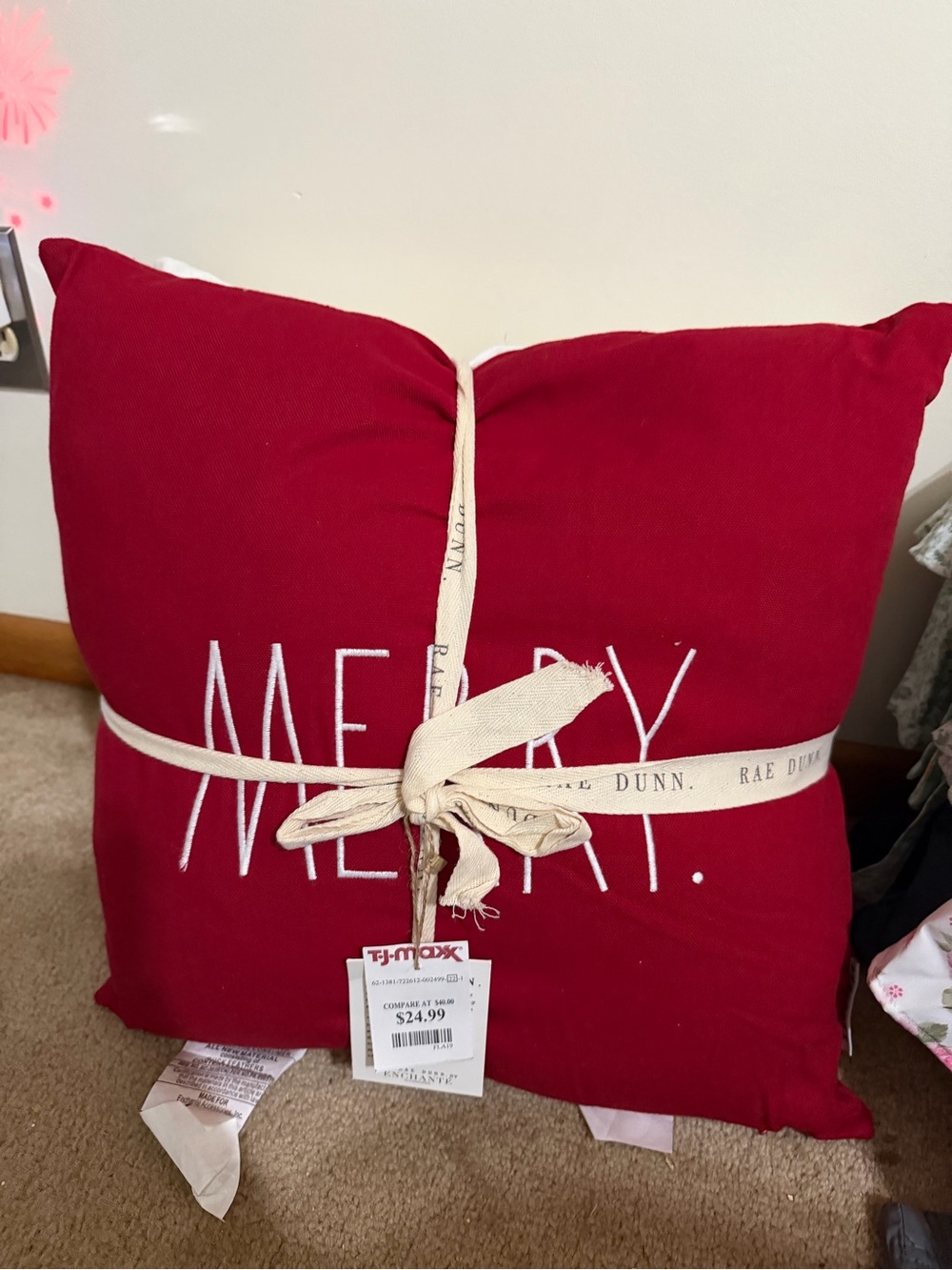 Rae Dunn Christmas Red and white Holiday Decorative Pillow set